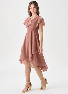 Azazie Graciela Junior Cedar Rose A-Line Pleated Chiffon Dress image1