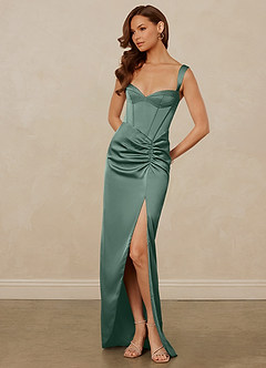 Christian Siriano Bridal for Azazie 1017 Bridesmaid Dresses Eucalyptus Sheath Sweetheart Neckline Stretch Satin Dress image3