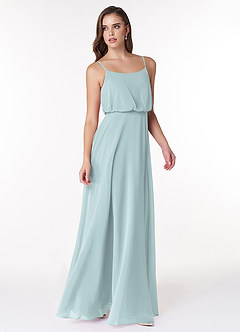 Azazie Lupe Brautjungfernkleider A-Linie Schaufel Chiffon Kleid Nebel image4