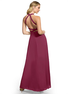 Azazie Clarice Bridesmaid Dresses Mulberry A-Line Halter Chiffon Dress image4