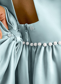 Azazie Daisies Robe Demoiselle D'honneur Fillette Robe Princesse en Mat Satiné Arc Brume image8