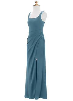 Azazie Mero Junior Bermuda Mermaid Pleated Stretch Satin Dress image7