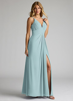 Azazie Maren Allure Bridesmaid Dresses Mist A-Line V-Neck Lace Chiffon Dress image4