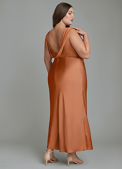Azazie Kieryn Bridesmaid Dresses Copper Mermaid Pleated Stretch Satin Dress image7