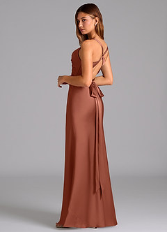 Azazie Hati Brudtärnklänningar Klä av Sjöjungfru i Stretch Satin Kastanjebrunt image6