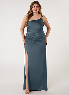 Azazie Eren Bridesmaid Dresses Twilight Mermaid One Shoulder Stretch Satin Dress image6