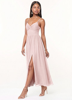 Azazie Zeya Abiti da Damigella Abito A-Line in Chiffon Plissettato Rosa Rossore image2