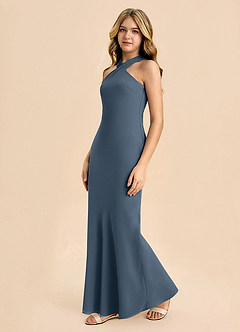 Azazie Doretta Junior Robe Fourreau en Mousseline de soie Plissée Neptune image4