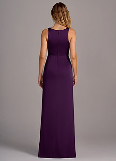 Azazie Wrenlee Bridesmaid Dresses Grape A-Line Stretch Satin Dress image7
