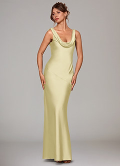 Azazie Rylina Bridesmaid Dresses Lemon Sorbet Mermaid Stretch Satin Dress image3