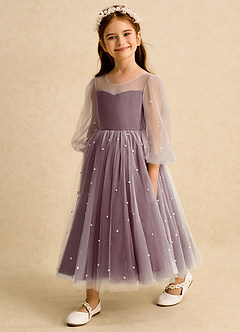 Azazie Trudy Robe Demoiselle D'honneur Fillette Robe Princesse en Tulle Encolure en Forme de Cœur Cabernet image4