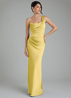 Azazie Sabrina Bridesmaid Dresses Canary Mermaid Corset Stretch Satin Dress image7
