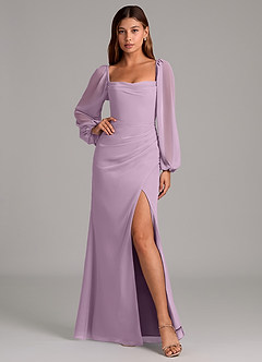 Azazie Brixley Robes de demoiselle d'honneur Robe Sirène en Mousseline de soie Manche longue Glycine image6