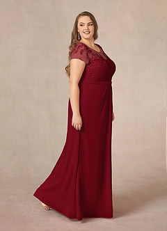 Azazie Silvia Abiti per la Madre della Sposa Abito A-Line in Chiffon Pizzo Borgogna image10