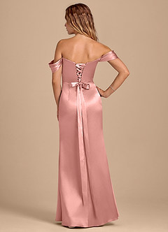 Azazie Shea Bridesmaid Dresses Rosette Mermaid Off the Shoulder Metallic Satin Convertible Dress image4