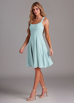 Azazie Vina Bridesmaid Dresses Mist A-Line Lace Chiffon Dress image4