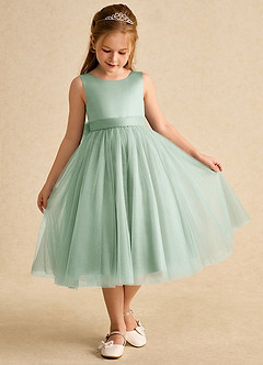 Azazie Winnie Flower Girl Dresses Agave Ball-Gown Bow Tulle Dress image2