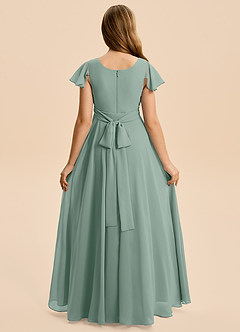 Azazie Cady Junior Silver Sage A-Line Pleated Chiffon Dress image2