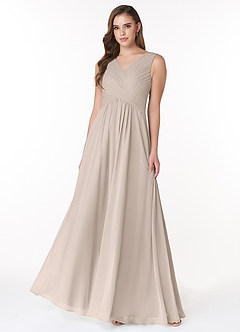 Azazie Flora Bridesmaid Dresses Frost A-Line Pleated Chiffon Dress image1