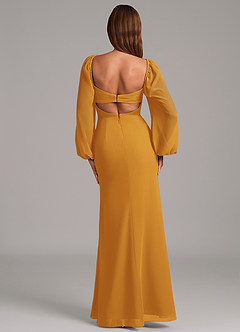 Azazie Brixley Bridesmaid Dresses Butterscotch Mermaid Long Sleeve Chiffon Dress image2