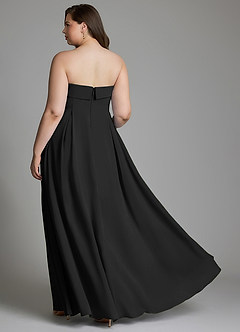 Azazie Lucienne At-home Try On Dresses Black A-Line Strapless Chiffon Convertible Dress image9