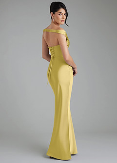 Azazie Stella Bridesmaid Dresses Canary Sheath Corset Stretch Satin Convertible Dress image2
