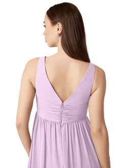 Azazie Yetta Maternity Bridesmaid Dresses A-Line V-Neck Gathered Chiffon Floor-Length Dress image3