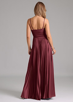 Azazie Vini Brautjungfernkleider A-Linie Plissee Stretch-Satin Kleid Merlot image6