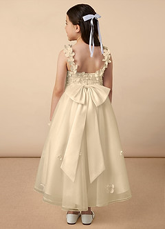 Azazie Ceres Blumenmädchenkleider Ballkleid Spitze Tüll Kleid Champagner image4