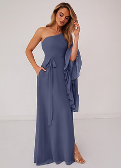 Barbie ♥ Azazie Bridesmaid Dresses Stormy A-Line Long Sleeve Chiffon Dress image4