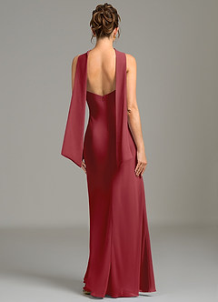 Azazie Cassiana Bridesmaid Dresses Pomegranate Mermaid Pleated Chiffon Dress image5