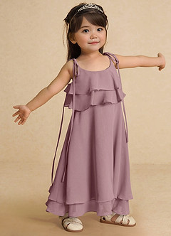 Azazie Temi Flower Girl Dresses Dusty Rose A-Line Spaghetti Strap Chiffon Dress image8