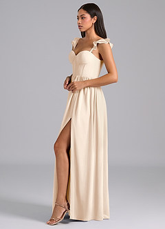 Azazie Denisse Bridesmaid Dresses White Alabaster A-Line Ruched Chiffon Dress image3