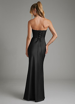 Azazie Janel Vestidos de damas de honor Vestido Negro de Satén Elástico de Corte Sirena con Corsé image7