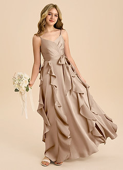 Azazie Peyton Junior Klä av A-Line i Stretch Satin Plisserad image1