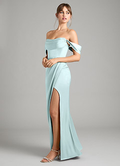 Azazie Johana Vestidos de damas de honor Vestido de Vidrio Marino de Satén Elástico de Corte Sirena Convertible con Vestidos sin tirantes image7