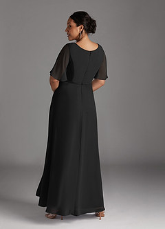 Azazie Tricia Mother of the Bride Dresses Black A-Line V-Neck Pleated Chiffon Dress image11