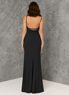 Azazie Beryl Bridesmaid Dresses Black Sheath Luxe Knit Dress image2