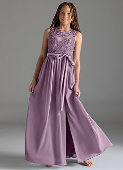 Azazie Elly Junior Wisteria A-Line Lace Chiffon Dress image1
