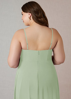 Azazie Emerald Bridesmaid Dresses Dusty Sage A-Line Ruffled Chiffon Dress image10