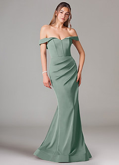 Azazie Everly Final Sale Amethyst Mermaid Off the Shoulder Stretch Satin Convertible Dress image1