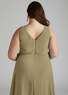 Azazie Flora Bridesmaid Dresses Moss Green A-Line Pleated Chiffon Dress image14