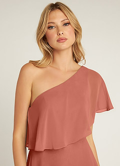 Azazie Lizzy Bridesmaid Dresses Clay A-Line One Shoulder Chiffon Dress image7