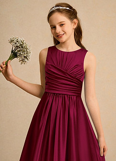 Azazie Ducky Girls Formal Flower Girl Klänningar Klä A-Line i Stretch Satin Plisserad image6