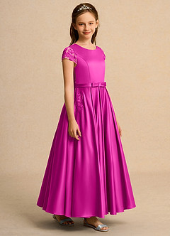 Azazie Bunny Girl vestidos de niña de las flores Vestido de Fucsia de Encaje de Princesa image5