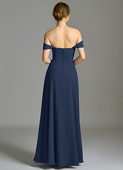 Azazie Oasis Vente finale Robe Trapèze en Mousseline de soie avec poches Bleu Marine Foncé image8