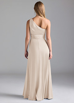 Azazie Dallas Bridesmaid Dresses White Alabaster A-Line One Shoulder Stretch Satin Dress image2