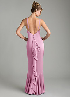 Azazie Tamera Bridesmaid Dresses Candy Pink Mermaid Pleated Stretch Satin Dress image1