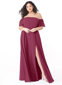Azazie Sue Bridesmaid Dresses Mulberry A-Line Off the Shoulder Chiffon Convertible Dress image11