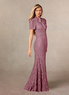 Azazie Carleannia Mother of the Bride Dresses Vintage Mauve Mermaid Lace Chiffon Dress image3